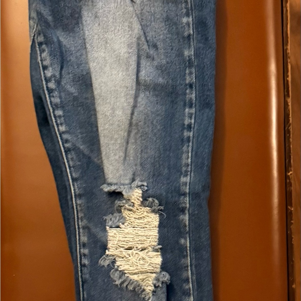 KanCan Women’s Dark Blue Distressed Skinny Jeans